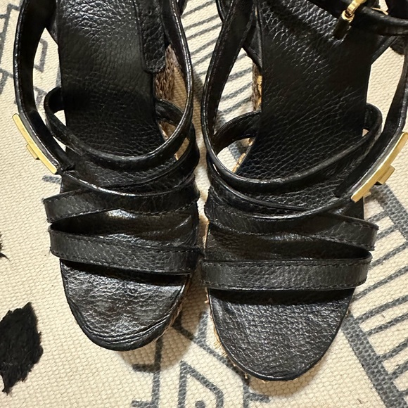 🥐 Tory Burch Dalcin Wicker Platform BOHO Leather Strappy Wedge Espadrilles - Picture 7 of 14